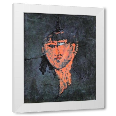 Head Of A Young Woman White Modern Wood Framed Art Print by Modigliani, Amedeo