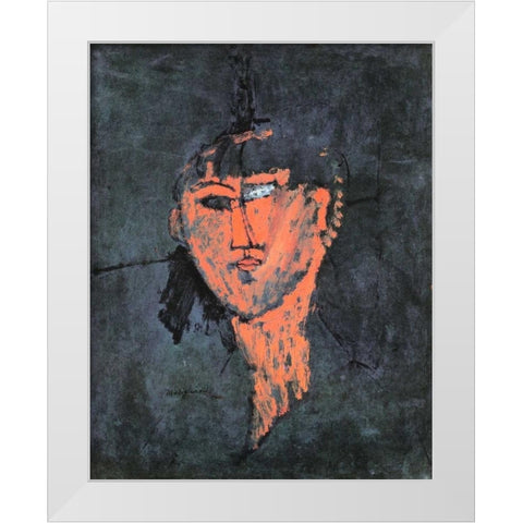 Head Of A Young Woman White Modern Wood Framed Art Print by Modigliani, Amedeo