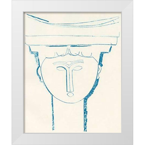 Head Of Caryatid 1909 White Modern Wood Framed Art Print by Modigliani, Amedeo