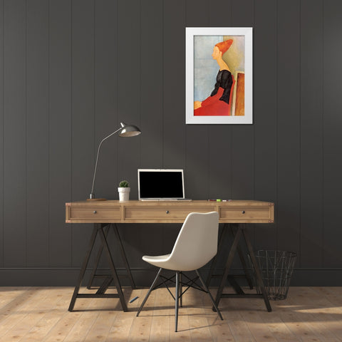 Hebuterne X White Modern Wood Framed Art Print by Modigliani, Amedeo