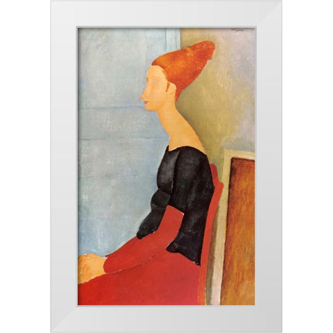 Hebuterne X White Modern Wood Framed Art Print by Modigliani, Amedeo