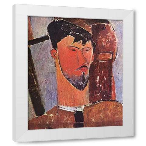 Henri Laurens White Modern Wood Framed Art Print by Modigliani, Amedeo