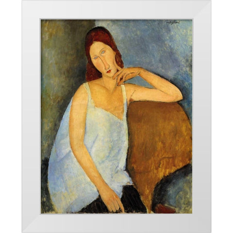 Jeanne Hebuterne 1 White Modern Wood Framed Art Print by Modigliani, Amedeo