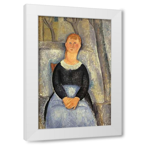 La Belle Epiciere 1 White Modern Wood Framed Art Print by Modigliani, Amedeo
