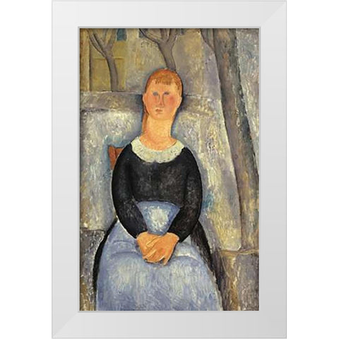 La Belle Epiciere 1 White Modern Wood Framed Art Print by Modigliani, Amedeo