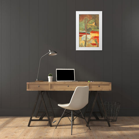 Landscape At Cagnes White Modern Wood Framed Art Print by Modigliani, Amedeo