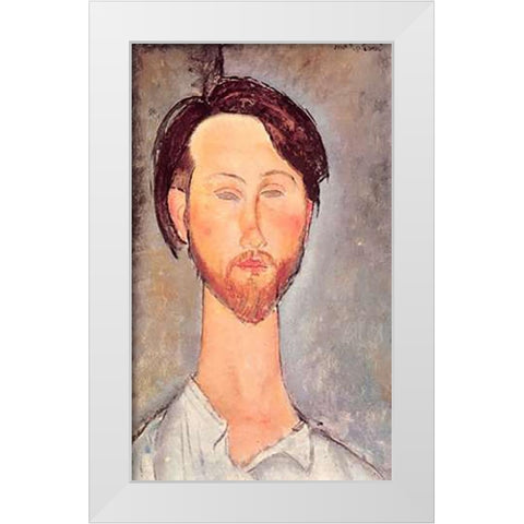 Leopold Zborowski X White Modern Wood Framed Art Print by Modigliani, Amedeo