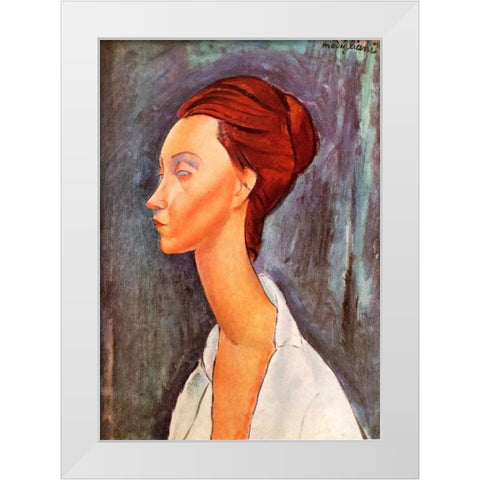 Lunia Czechowska 0 White Modern Wood Framed Art Print by Modigliani, Amedeo