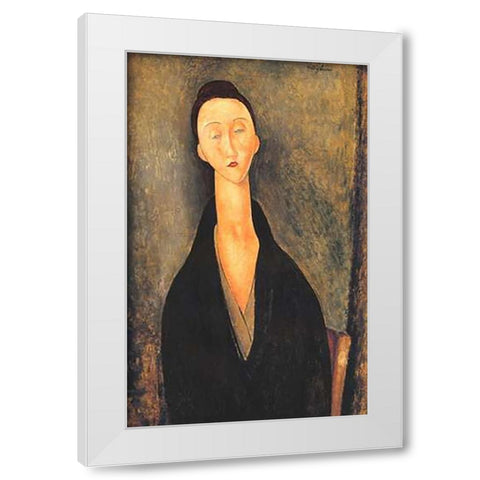 Lunia Czechowska 1 White Modern Wood Framed Art Print by Modigliani, Amedeo