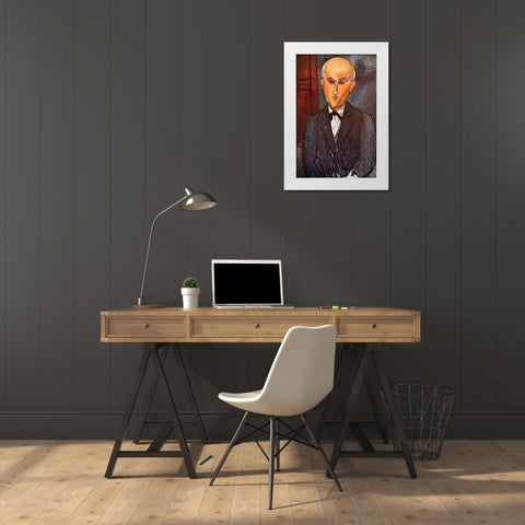 Max Jacob White Modern Wood Framed Art Print by Modigliani, Amedeo
