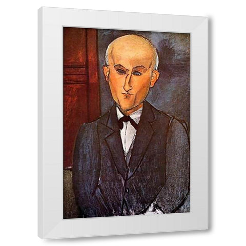 Max Jacob White Modern Wood Framed Art Print by Modigliani, Amedeo