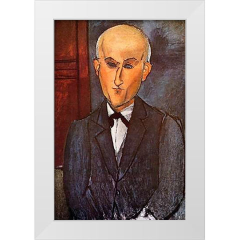 Max Jacob White Modern Wood Framed Art Print by Modigliani, Amedeo