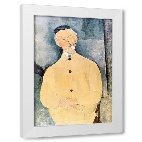Monsieur Lepoutre White Modern Wood Framed Art Print by Modigliani, Amedeo