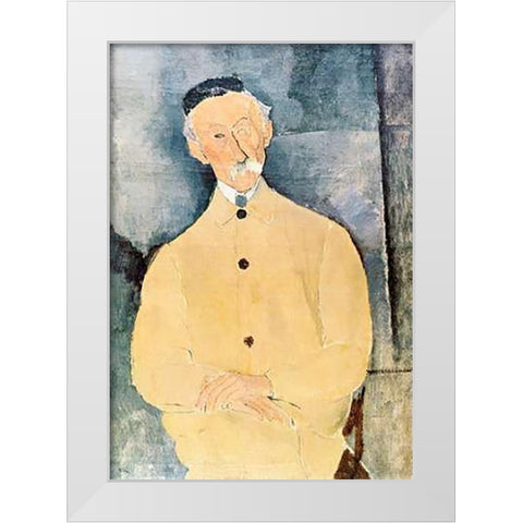 Monsieur Lepoutre White Modern Wood Framed Art Print by Modigliani, Amedeo