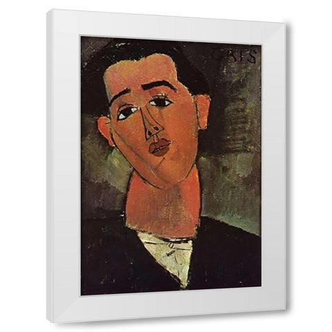 Painter Juan Gris White Modern Wood Framed Art Print by Modigliani, Amedeo
