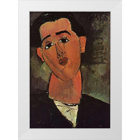 Painter Juan Gris White Modern Wood Framed Art Print by Modigliani, Amedeo
