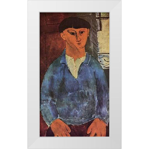 Painter Moses Kisling White Modern Wood Framed Art Print by Modigliani, Amedeo