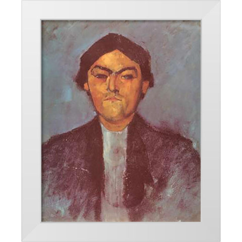 Pedro White Modern Wood Framed Art Print by Modigliani, Amedeo