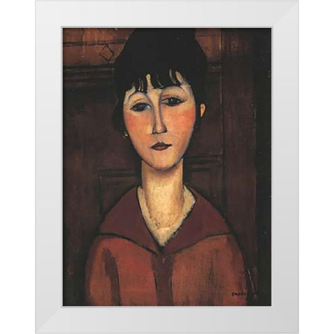 Portrait Of A Young Woman White Modern Wood Framed Art Print by Modigliani, Amedeo