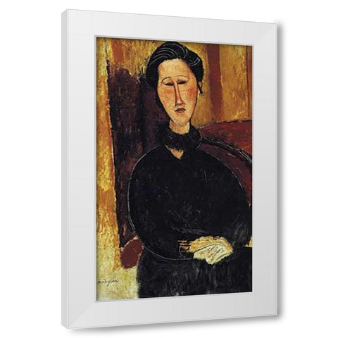 Portrait Of Anna Zborowska White Modern Wood Framed Art Print by Modigliani, Amedeo
