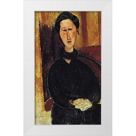 Portrait Of Anna Zborowska White Modern Wood Framed Art Print by Modigliani, Amedeo