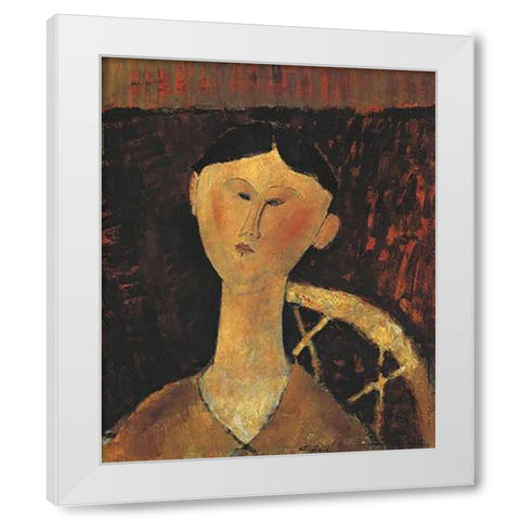 Portrait Of Mrs Hastings White Modern Wood Framed Art Print by Modigliani, Amedeo