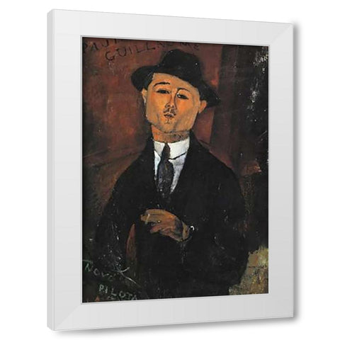 Portrait Of Paul Guillaume White Modern Wood Framed Art Print by Modigliani, Amedeo