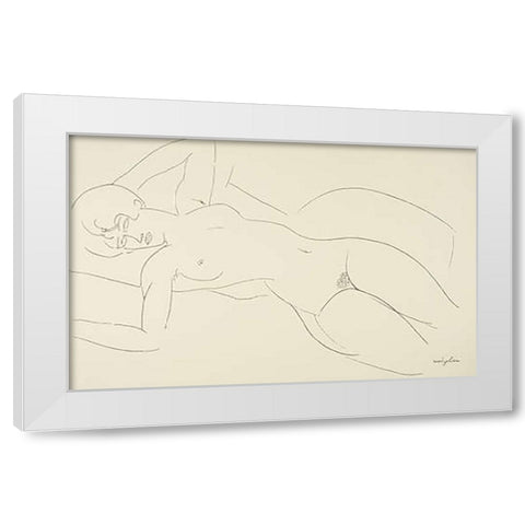 Reclining Nude 3 White Modern Wood Framed Art Print by Modigliani, Amedeo