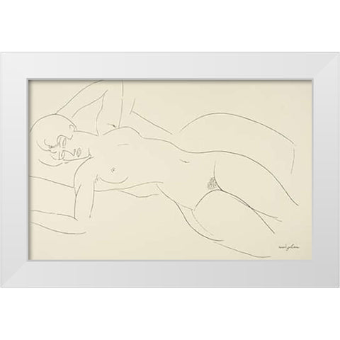 Reclining Nude 3 White Modern Wood Framed Art Print by Modigliani, Amedeo