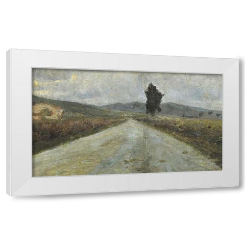 Small Tuscan Road White Modern Wood Framed Art Print by Modigliani, Amedeo