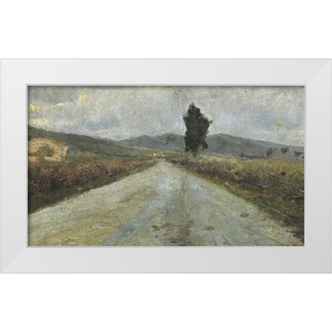 Small Tuscan Road White Modern Wood Framed Art Print by Modigliani, Amedeo