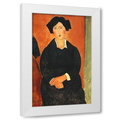 The Italian Woman White Modern Wood Framed Art Print by Modigliani, Amedeo