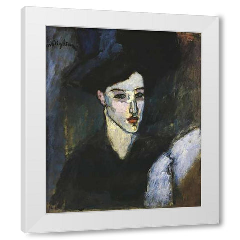 The Jewess 1 White Modern Wood Framed Art Print by Modigliani, Amedeo