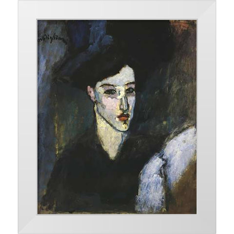 The Jewess 1 White Modern Wood Framed Art Print by Modigliani, Amedeo