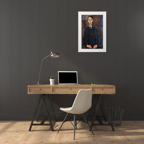 The Painter White Modern Wood Framed Art Print by Modigliani, Amedeo