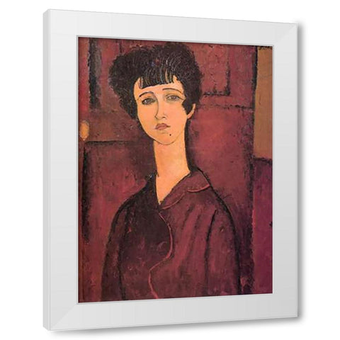 Vistoria White Modern Wood Framed Art Print by Modigliani, Amedeo