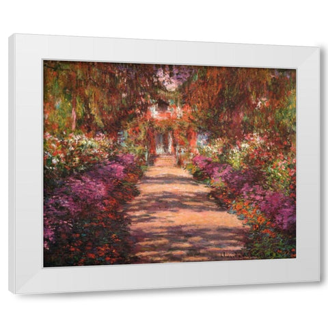 A Lane In Monets Garden Giverny II White Modern Wood Framed Art Print by Monet, Claude