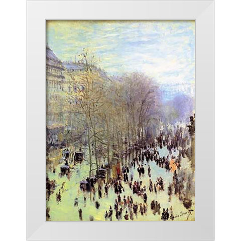 Boulevard des Capucines, 1873 White Modern Wood Framed Art Print by Monet, Claude