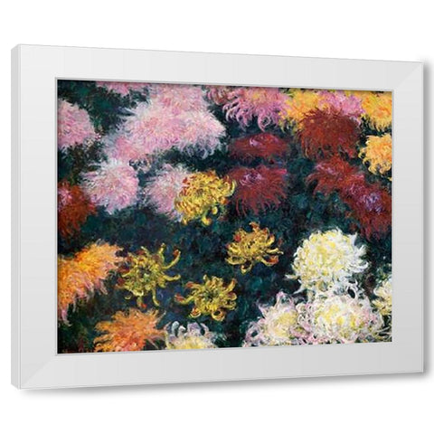 Museumysanthemums White Modern Wood Framed Art Print by Monet, Claude