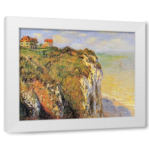 Cilffs At Dieppe 1882 White Modern Wood Framed Art Print by Monet, Claude