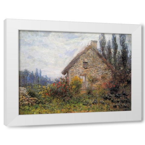 Cottage 1879 White Modern Wood Framed Art Print by Monet, Claude