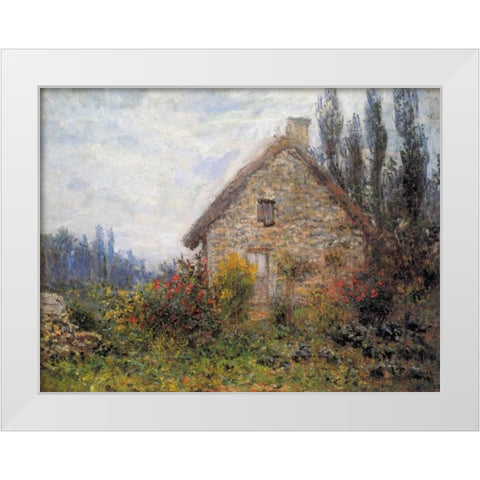 Cottage 1879 White Modern Wood Framed Art Print by Monet, Claude