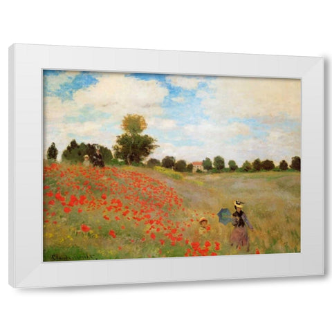 Field Of Poppies - Les Coquelicots 1873 White Modern Wood Framed Art Print by Monet, Claude