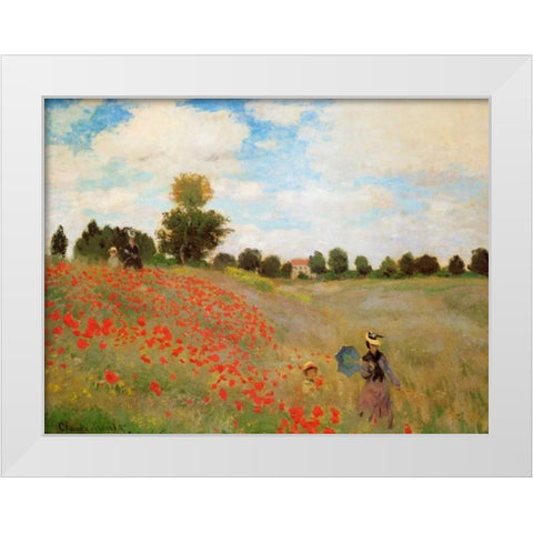 Field Of Poppies - Les Coquelicots 1873 White Modern Wood Framed Art Print by Monet, Claude