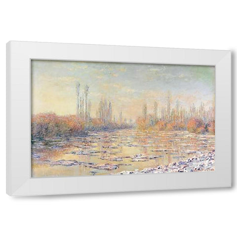 Floating Ice 1880 White Modern Wood Framed Art Print by Monet, Claude
