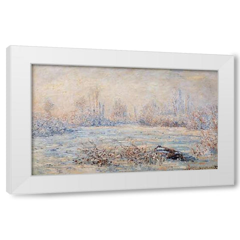 Frost 1880 White Modern Wood Framed Art Print by Monet, Claude