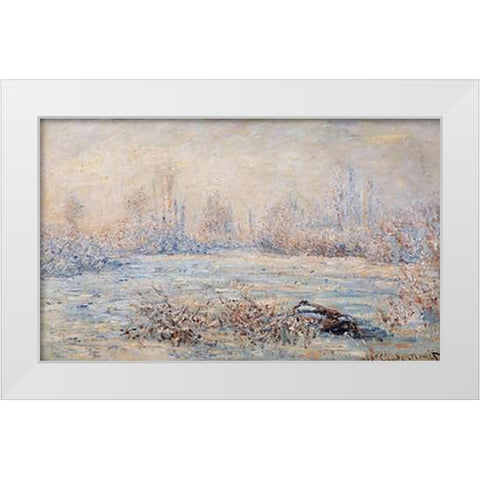 Frost 1880 White Modern Wood Framed Art Print by Monet, Claude
