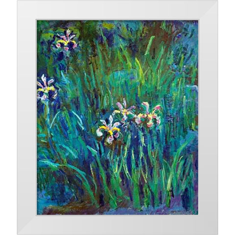 Irises 1914-1917 White Modern Wood Framed Art Print by Monet, Claude
