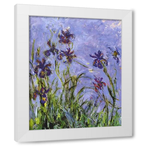 Irises (detail) White Modern Wood Framed Art Print by Monet, Claude