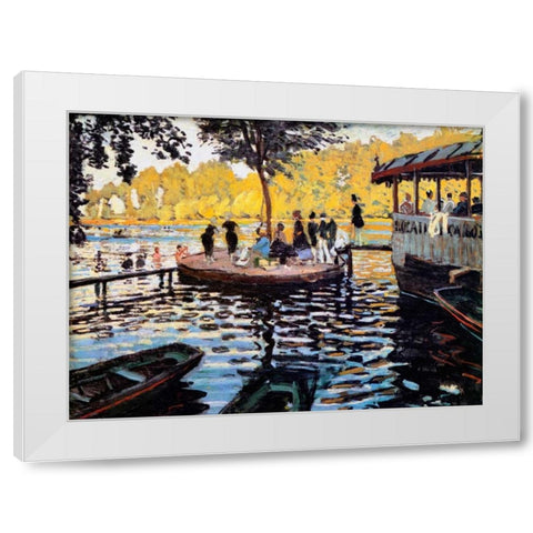 La Grenouillere The Frog Pond 1869 White Modern Wood Framed Art Print by Monet, Claude